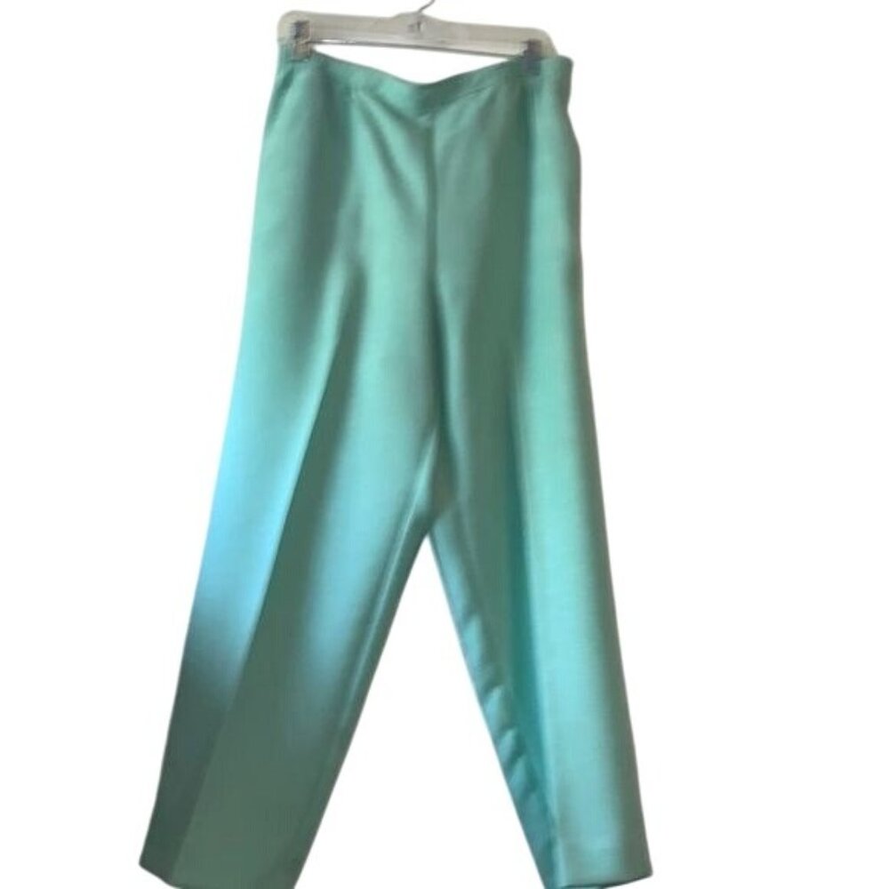 Alfred Dunner Womens Elastic Waist Aqua Pants Size 16W Textured Fabric Machine W